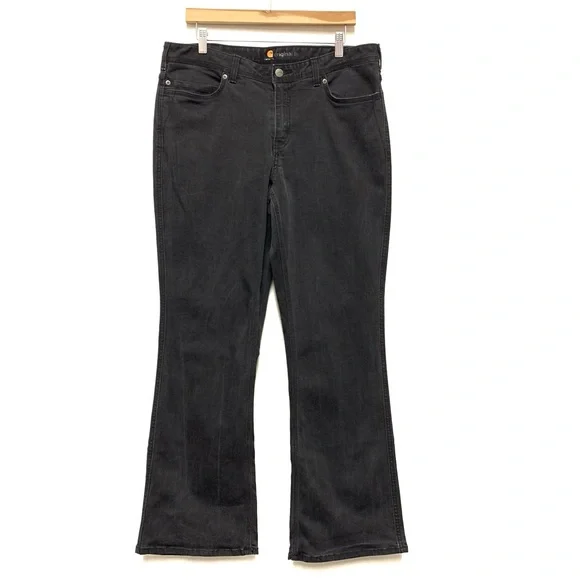 Carhartt Original Fit Jasper Bootcut Jeans‎ Size 14 Regular Black Stretch 100649 - Picture 2 of 11